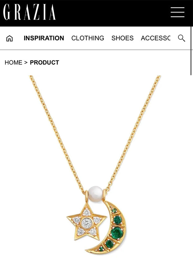 House of Meraki 18kt yellow gold Starling emerald and diamond necklace - Green - Graziadaily